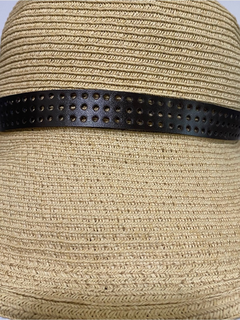 Nine West Natural Straw Sun Hat with Light Brown Trim